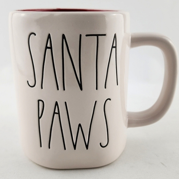 Rae Dunn Matching SANTA PAWS Marching Mug & Dog Bowl Set Large Letters White Red - Picture 2 of 15